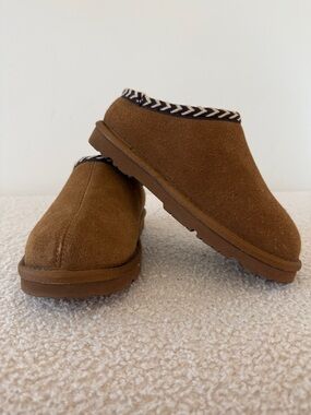 BearPaw Kids Brown Suede Slip-On Slippers